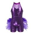 thumbnail image 3 of vastwit Robe de Danse Latine Jazz à Sequins pour Filles, Justaucorps, Costume de Performance, Violet 10, 3 of 6