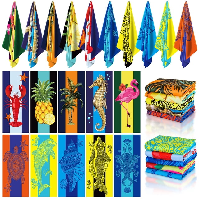 Paquete de 10 toallas EBOOT de microfibra para playa, 70 x 150 cm, secado rápido