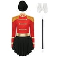 thumbnail image 3 of vastwit Womens Circus Magician Outfits Long Sleeve Dress Bodysuit with Accessories Red XL, 3 of 7