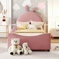thumbnail image 2 of [Luckynote]Twin Size Upholstered Daybed with Rabbit Ear Shaped Headboard, Pink, 2 of 10