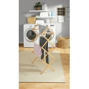 Space-Saving Collapsible Bamboo Laundry Clothes Drying RackBamboo laundry drying rack dimensions: 29.52" x 14.96" x 46.7"