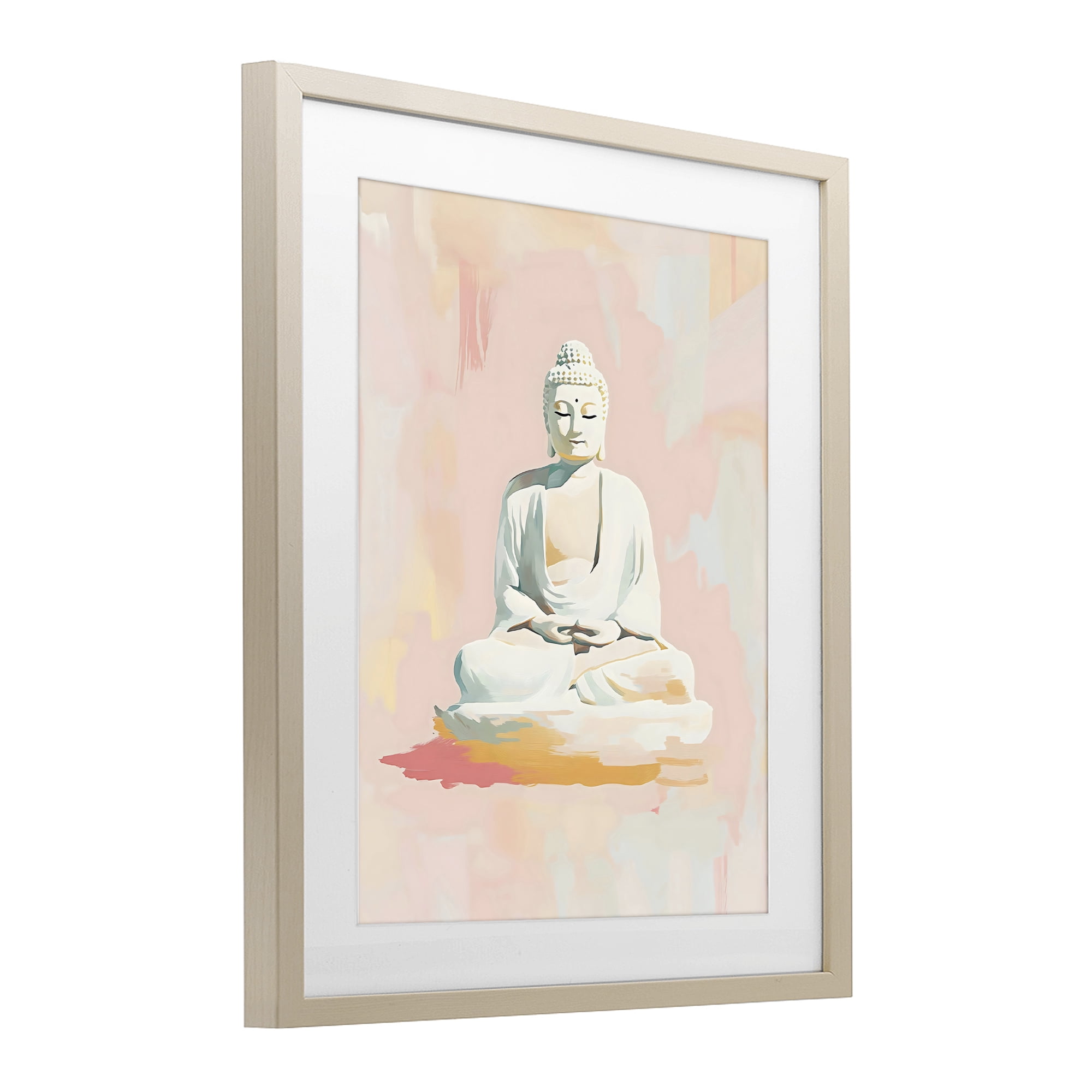 Stupell Industries Pastel Buddha In Quiet Meditation Birch Framed Print Under Glass, design by The Prints Vibe