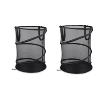 2 PCS Black Pop-Up Mesh Laundry Hamper With Collapsible Design and Handles