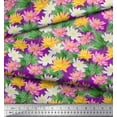 thumbnail image 2 of Soimoi Purple Cotton Duck Fabric Leaves & Lotus Floral Print Fabric Prints By the Yard 44 Inch Wide, 2 of 3