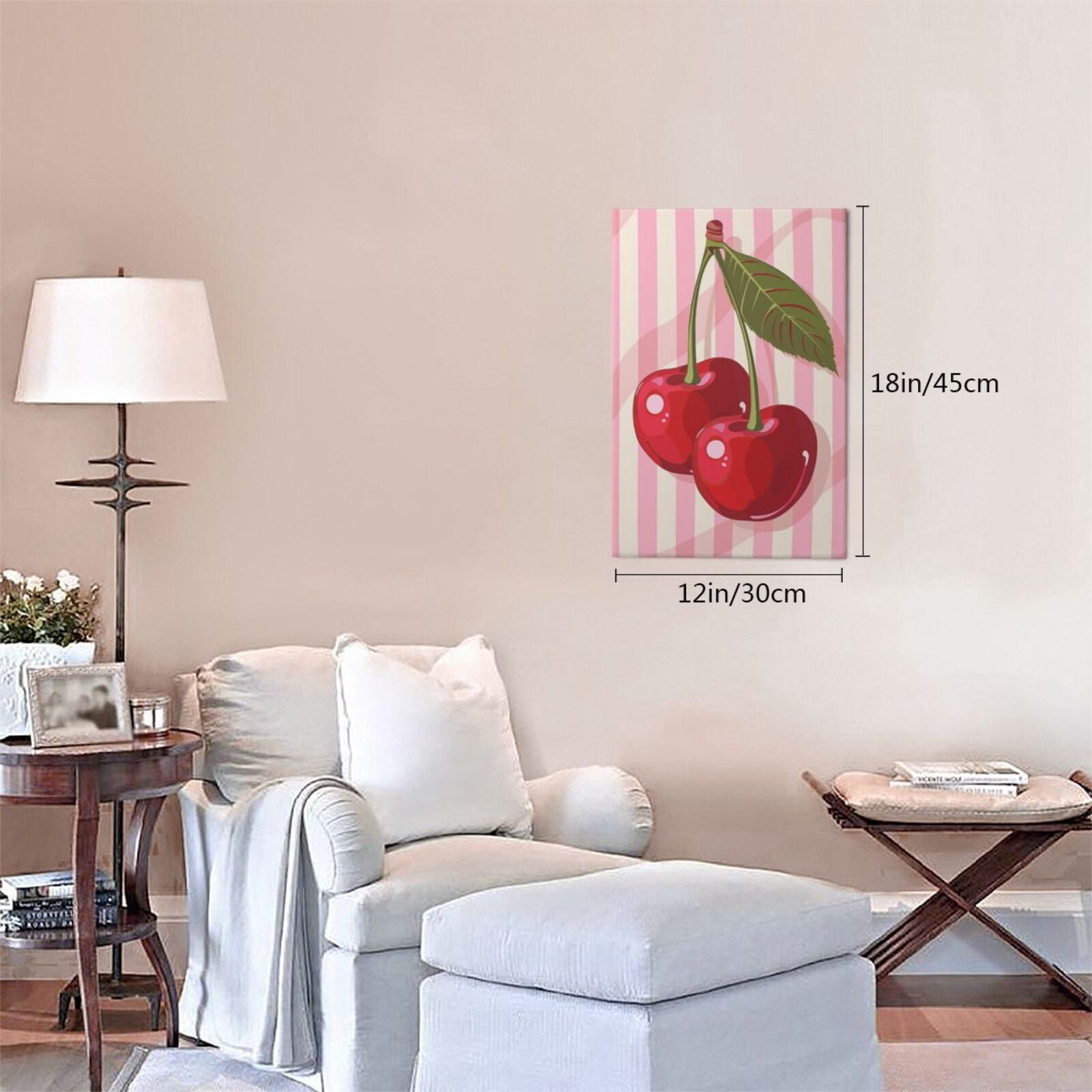12x18 inch Decorative Paintings For Wall Red Cherry,Home Yard,Orchard,Plantation Wall Decor Art Prints,Gift For Cherry Lovers,Classic Red Cherry Decor Canvas Frameless Picture,For Kitchen,Bar