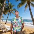 thumbnail image 2 of KUIFORTI Hawaiian Flowers Couple Matching Outfits Women's Casual Dresses & Men's Hawaiian Shirt for Romantic Date Fashionable Mens Clothes with Soft Fabric Breathable, 2 of 7
