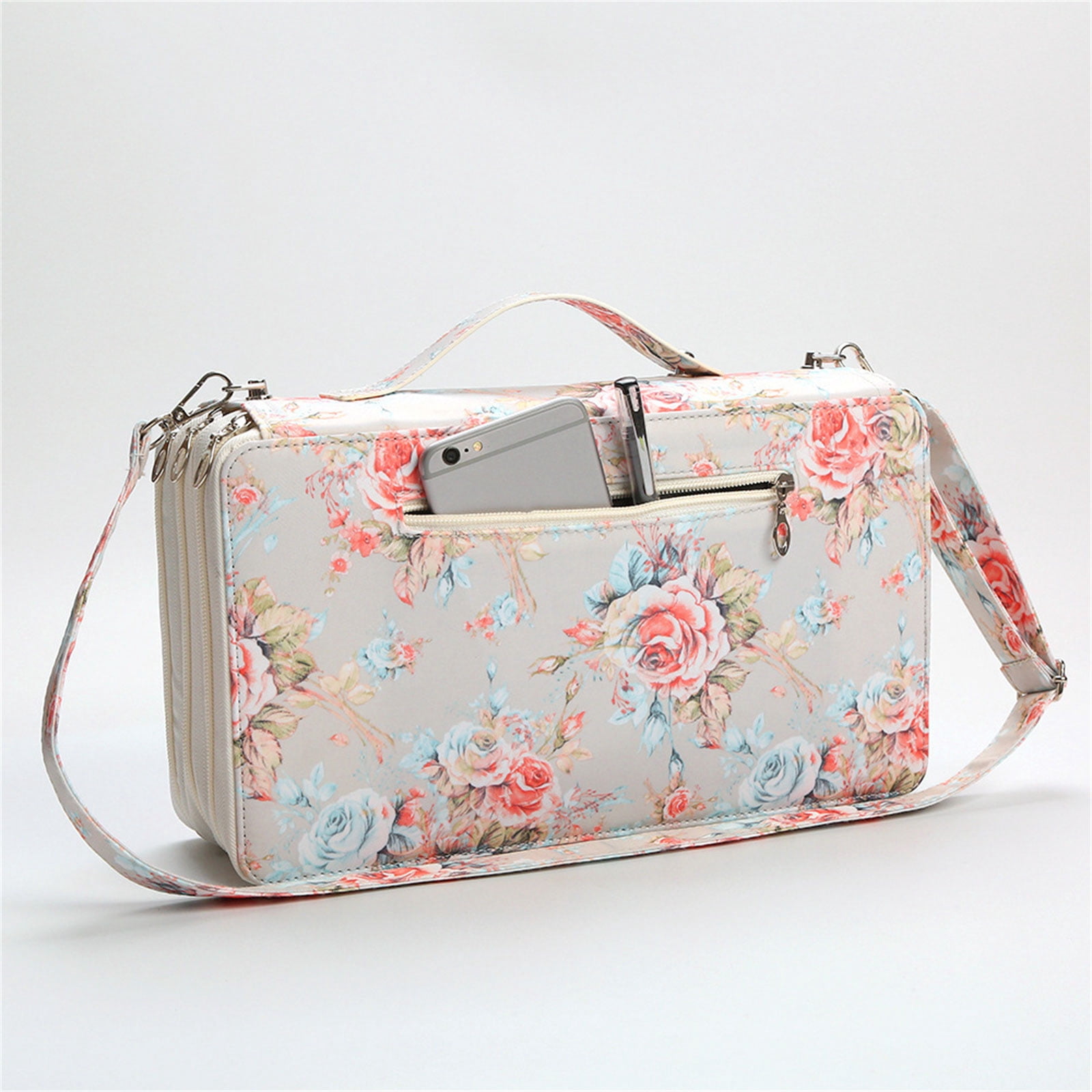 High Capacity Leather Marker Bag 120 Slot Marker Organizers Carrying Case Zippered Storage Bag For Artists And Student