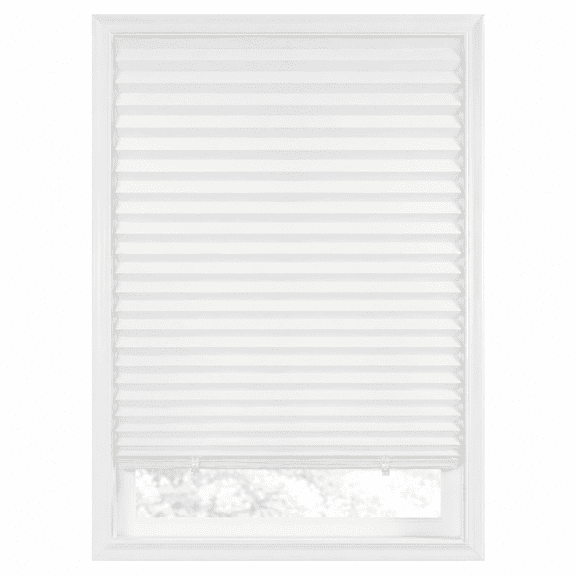 Cordless Self-Adhesive Pleated Fabric Blinds, No-Drill Temporary Window Shade Semi-Blackout Privacy Cover for Bathroom Bedroom, White 24x59 Inch