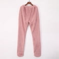 thumbnail image 4 of Leggings de forro polar cálidos de color coral para invierno - Pantalones de dormir hasta el tobillo/rodilla - Cintura elástica - Ropa de estar por casa holgada, 4 of 6