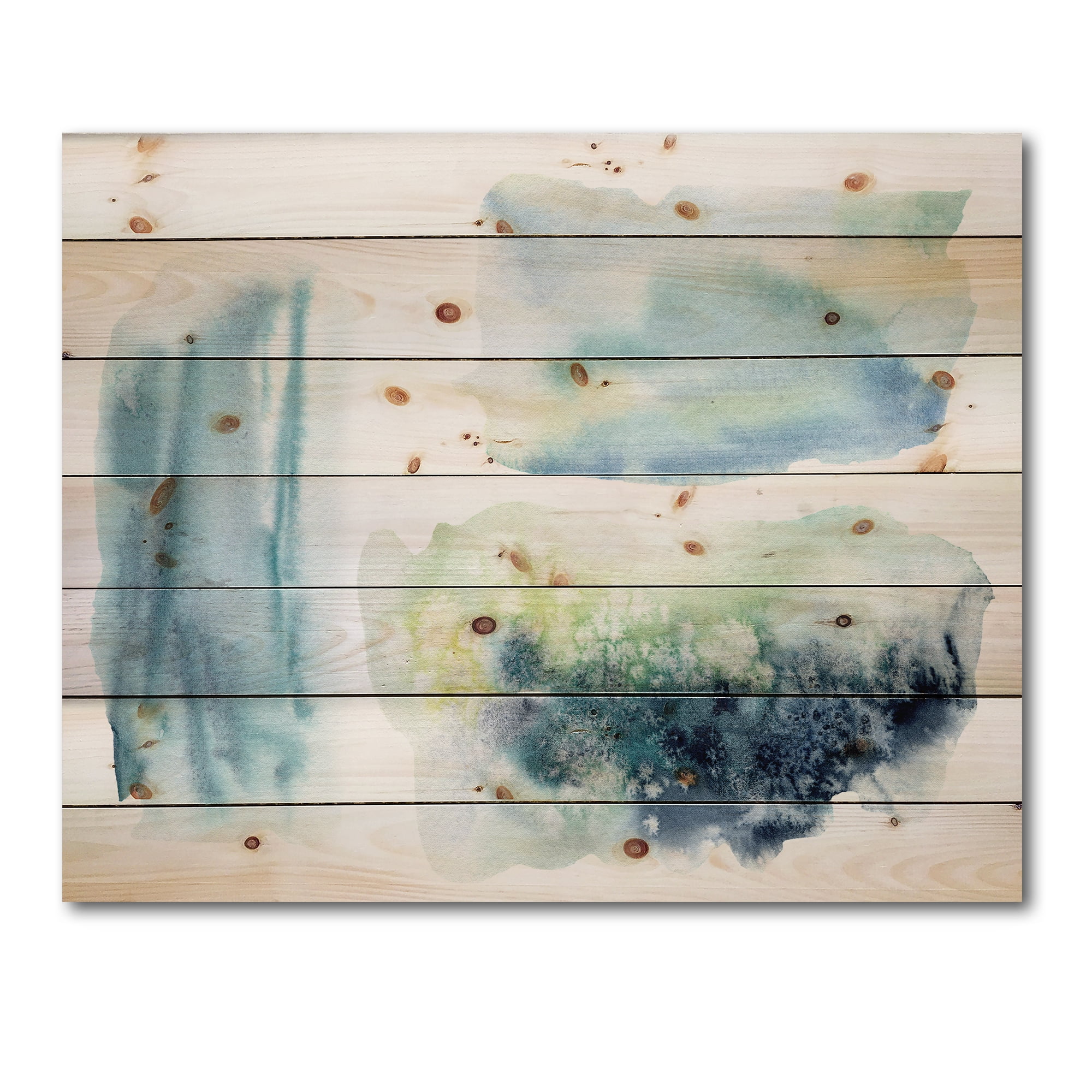 Designart 'Abstract Clouds Underwater' Modern Print on Natural Pine Wood