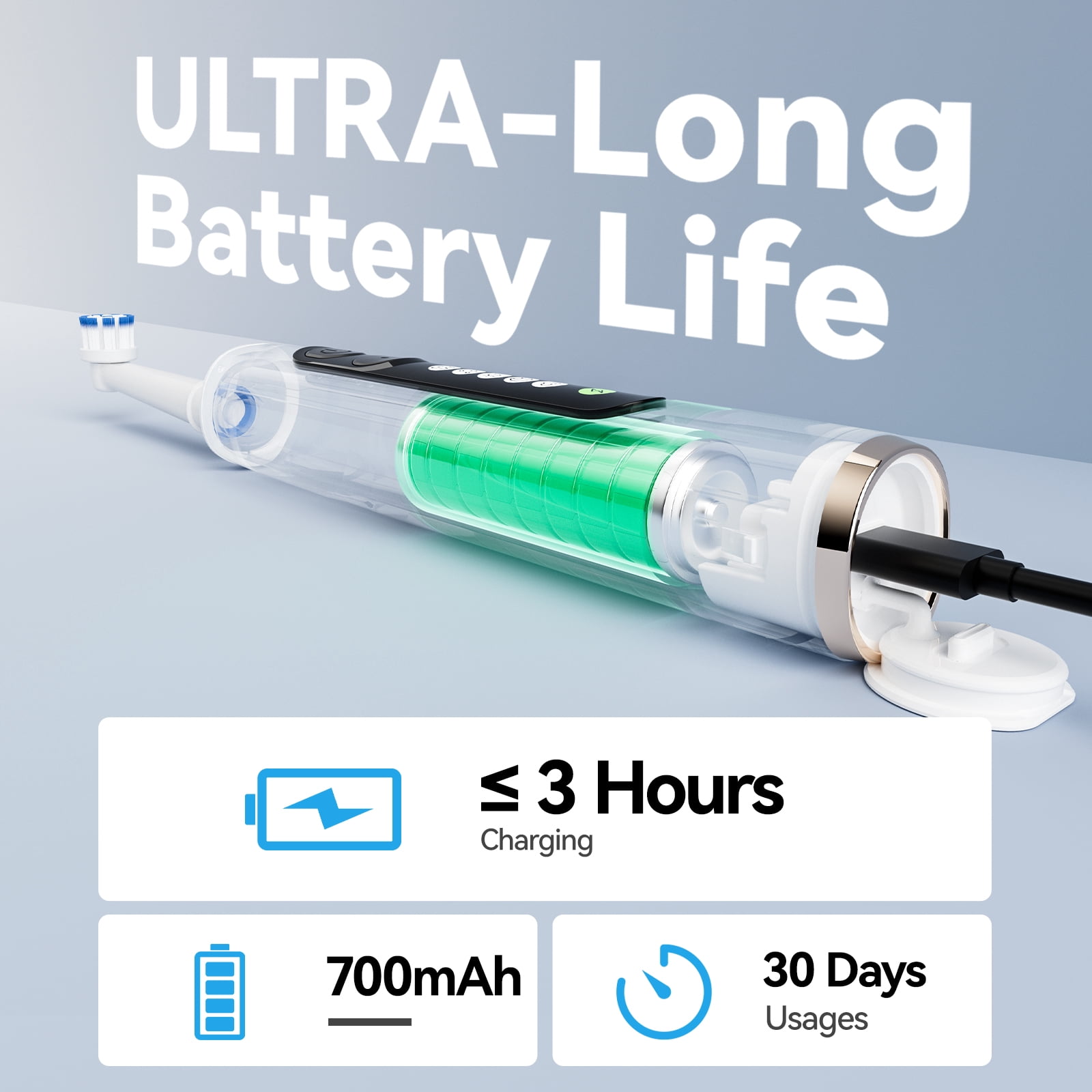 SEAGO Rotating Electric Toothbrush for adult, 8 Brush Heads, 5 Cleaning Modes, 2 Mins Timer, SG-2607(Black)