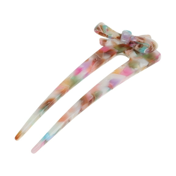 Unique Bargains 1 Pc Chignon Pin Bow Hair Hairpin for Women White Green