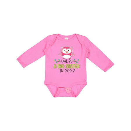 

Inktastic Owl Be a Big SIster in 2023 Gift Baby Girl Long Sleeve Bodysuit