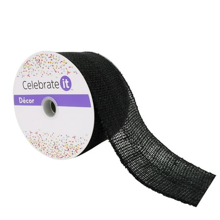 UPC: 0191518420142 | 2.5 Black Faux Burlap Wired Ribbon by Celebrate It™