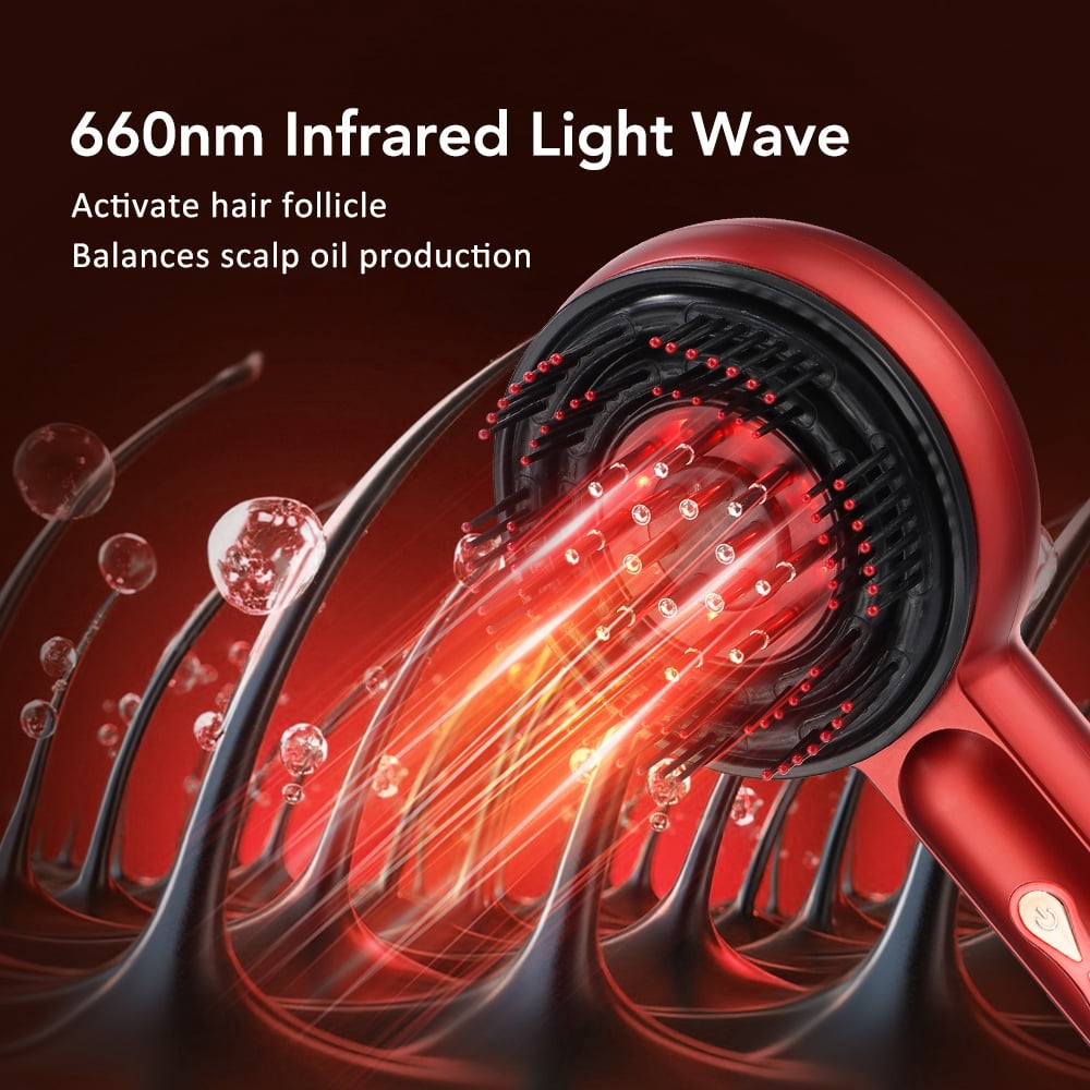 Hair Scalp Massage, 660nm Red Light Oil Applicator  Hair Care Hai rbrush Essence Oil Nourishes Scalp Brush