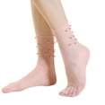 thumbnail image 2 of Womens Socks Helii Casual Lightweight Breathable Lace Sheer Bow Crew Socks Casual Sweet Solid Color Socking Y2K Vacation Travel Wear Trendy (Pink), 2 of 3