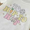 thumbnail image 6 of Baby Girl Boy Easter Outfits Bunny Print Short Sleeve Romper Bunny Bodysuit+ Easter Egg Pants + Headband/Hat 3PCS Unisex Set Easter Outfit for Baby Boys Girls 6-12 Months, 6 of 7