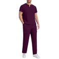 thumbnail image 3 of QSAWXQZ Men's 2 Piece Scrubs Set Classic V Neck Short Sleeve Pullover Shirt Top Elastic Waist Straight Leg Jogger Pants Nursing Uniform L, 3 of 8