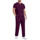 thumbnail image 3 of Ceisia Men's Solid Color Medical Scrubs Set V-Neck Short Sleeve Top Multi-Pocket Cargo Pants for Healthcare Workers Wine M Gifts, 3 of 8