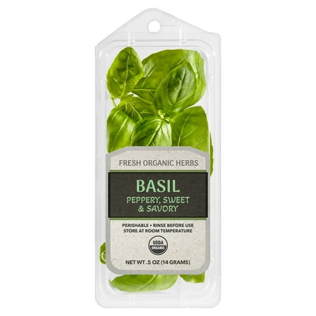 Fresh Organic Basil, 0.5 oz Clamshell