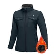 thumbnail image 2 of Little Donkey Andy Women's Lightweight Stand Collar Jacket Water Resistant Windbreaker Fleece Lined Warm Coat Black Blue M, 2 of 9