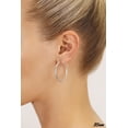 thumbnail image 4 of Tilo Jewelry 14K White Gold Classic Polished Round Gold Hoop Earrings (35mm) for Women & Unisex, 4 of 10