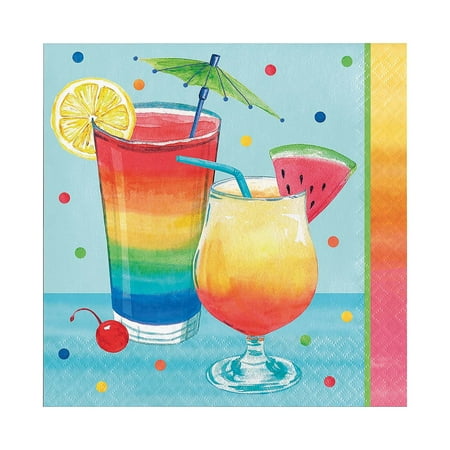 Fun Express Summer Vibes Cocktail Party Luncheon Napkins 16 Pieces