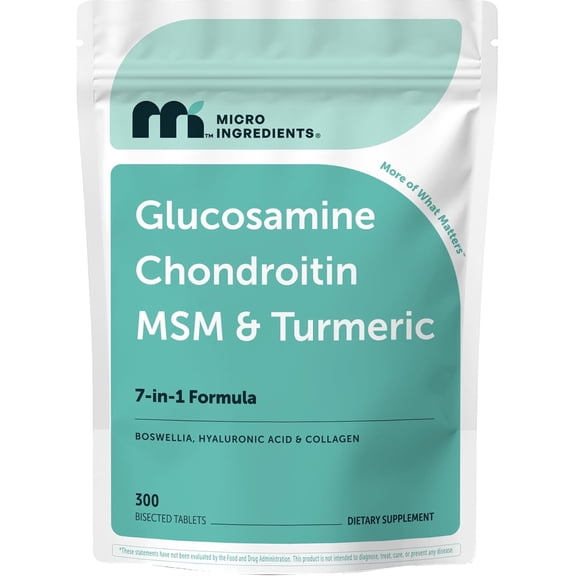 Micro Ingredients Glucosamine Chondroitin MSM and Turmeric Supplement, 300 Bisected Tablets