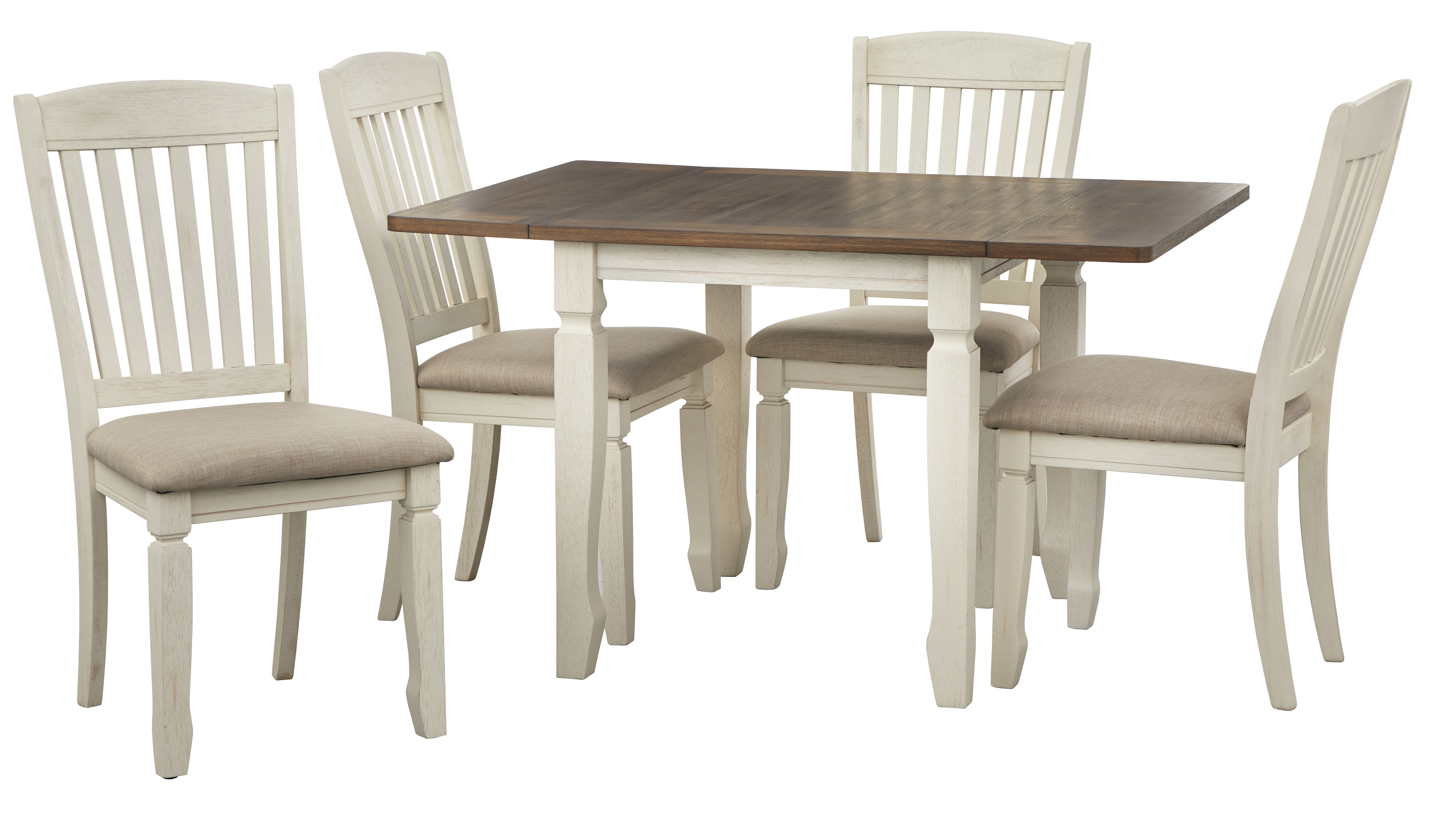 TMS Maryland 5-Piece Indoor Dining Set, Includes Drop-Leaf Table and Chairs, Walnut/Antique White