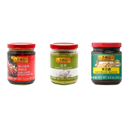 NineChef Brand Spoon Plus 3 Pack Lee Kum Kee Cooking Sauce, 3 Flavors(Chiu Chow Chili Oil,Minced Garlic Sauce,Soybean Sauce)