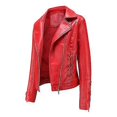 thumbnail image 2 of Chaqueta de cuero para mujer, abrigo de primavera, negro, rojo, chaqueta de motociclista con cremallera, verde, beige, otoño, 2 of 3