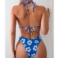 thumbnail image 6 of 2 Piece Swimsuit for Women, Womens Bathing Suits, Women's Bikini Swimsuits, Women's 2 Piece Swimsuit Floral Halter Triangle Bikini Sets Cheeky High Waisted Bathing Suit, Dark Green XL, 6 of 6