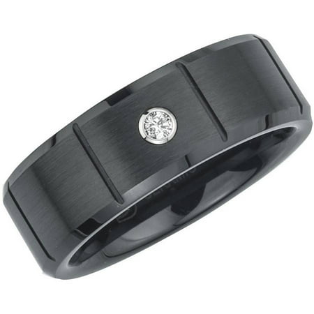 Black Hills Diamond Bands - Men's Diamond Accent Black Ceramic Wedding Band