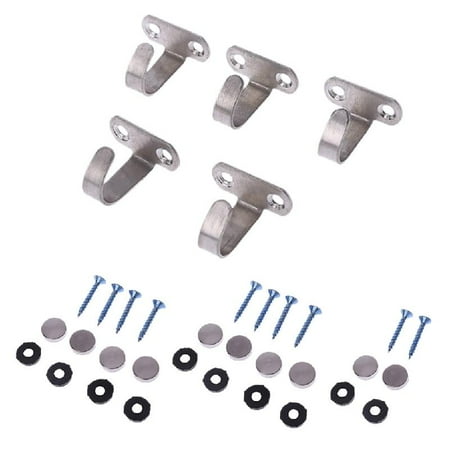 

5x Stainless Steel J Shape Hook For Ceiling Cabinet Top Hanger Cloth Towel Robe