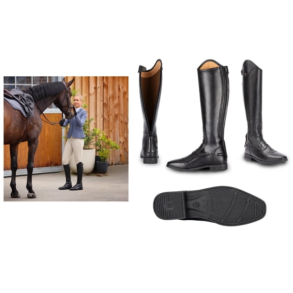 Moretta Ortona Riding Boots Tall Black #10287 Extra Slim US9