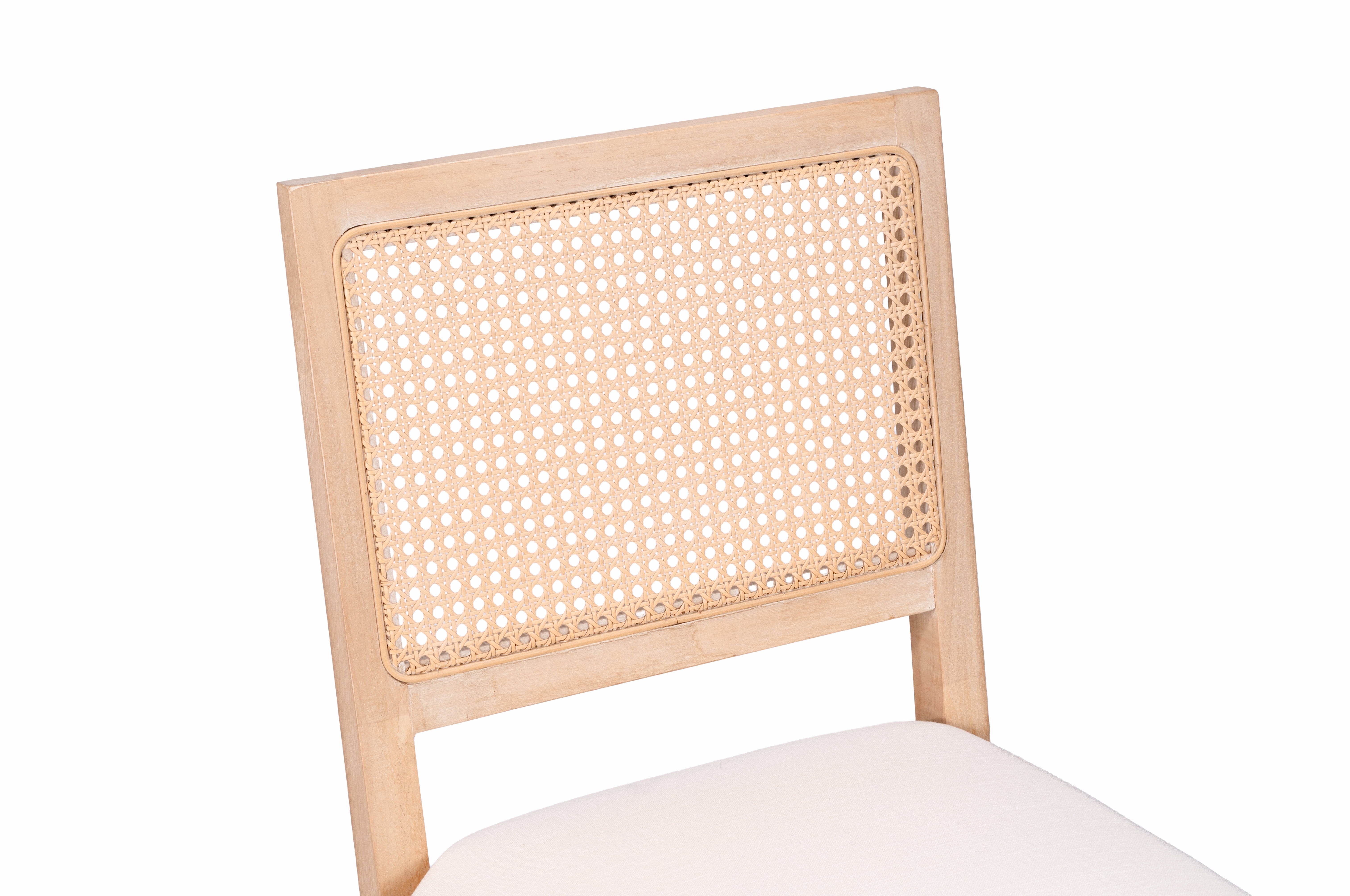 Farmhouse Rattan Dining Chairs Set of 2, Modern Kitchen & Dining Room Chairs, Cane Low Back, with Natural Solid Wood Frame, Beige
