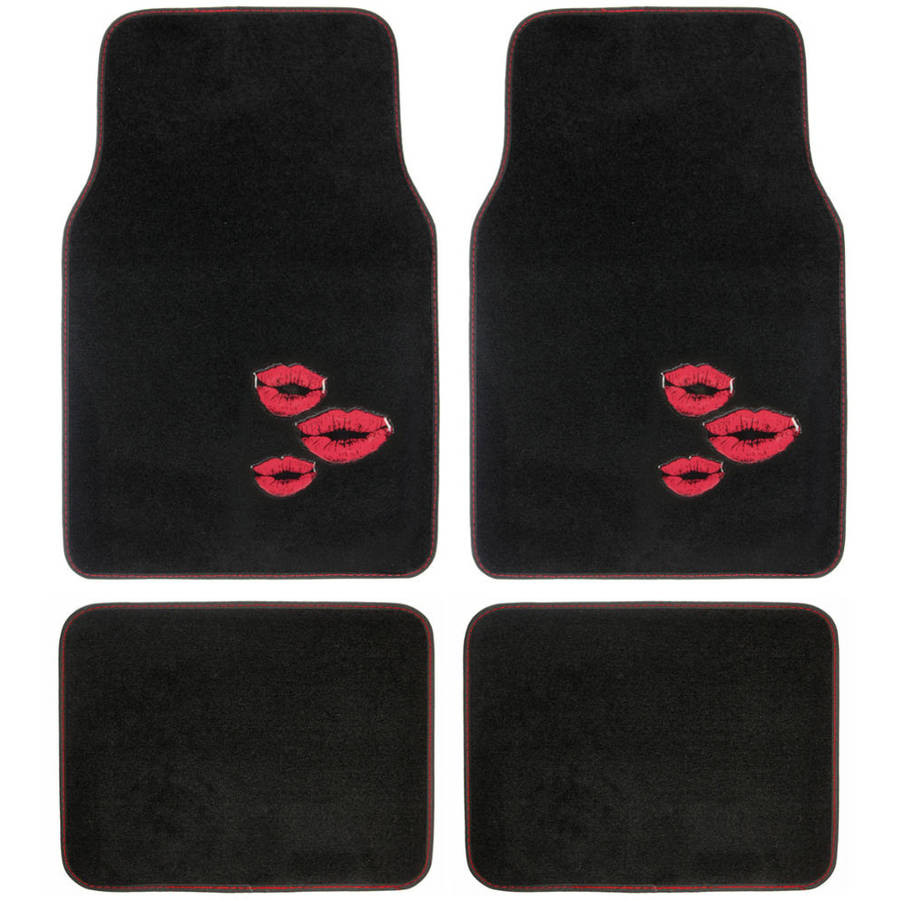 BDK Red Lips Design Carpet Floor Mats for Car SUV, 4 Piece Set