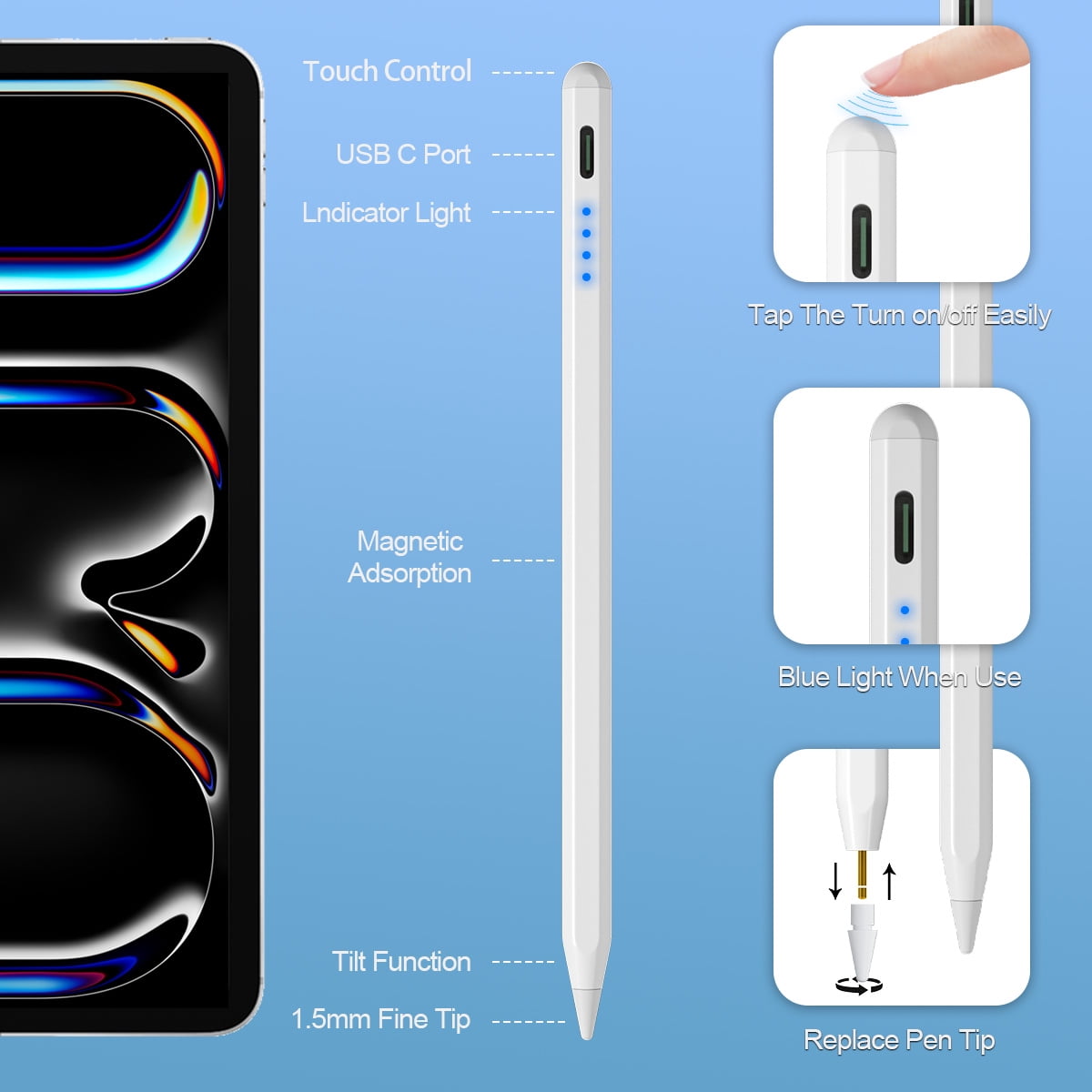 Stylus Pen Pencil For Apple iPad A16/10th/9/8th/7/6/iPad Pro 2018-2026/mini 6/5/Air