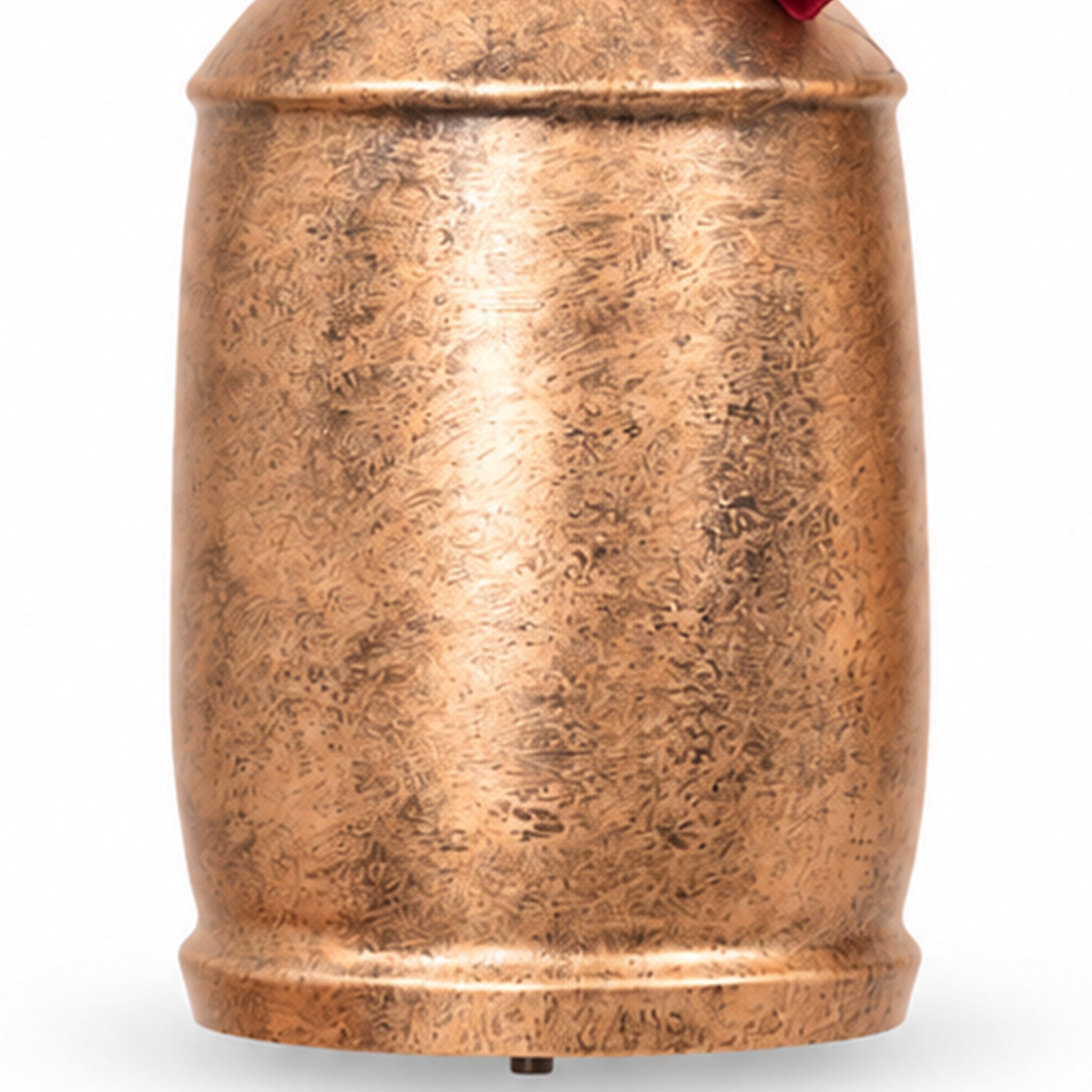 My Texas House Metal Hanging Bell, Antique Gold Finish with Red Velvet Ribbon, 11 inches