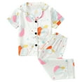 thumbnail image 1 of Odeerbi 1-8 Años Niños Niñas Pijama de Verano de Satén Con Solapa de Muesca Camisas de Manga Corta Pantalones Conjunto de Pijama Con Estampado Floral Suave, 1 of 9