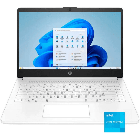 HP 14” HD Laptop, Intel Celeron N4500, 8GB RAM, 64GB eMMC, Windows 11 Home in S Mode , Snowflake White