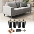thumbnail image 1 of Paquete de 4 patas de muebles, patas de madera redondas de 3 pulgadas, pies de reemplazo para sofá y silla, negro, 1 of 6