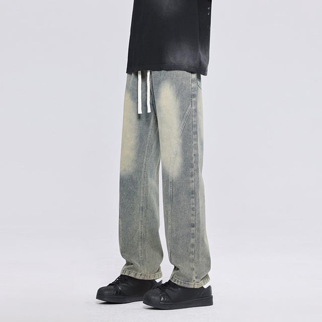 Pantalones largos para hombre, color liso, con bolsillos y cordón, pantalones vaqueros para hombre, pantalones de algodón.
