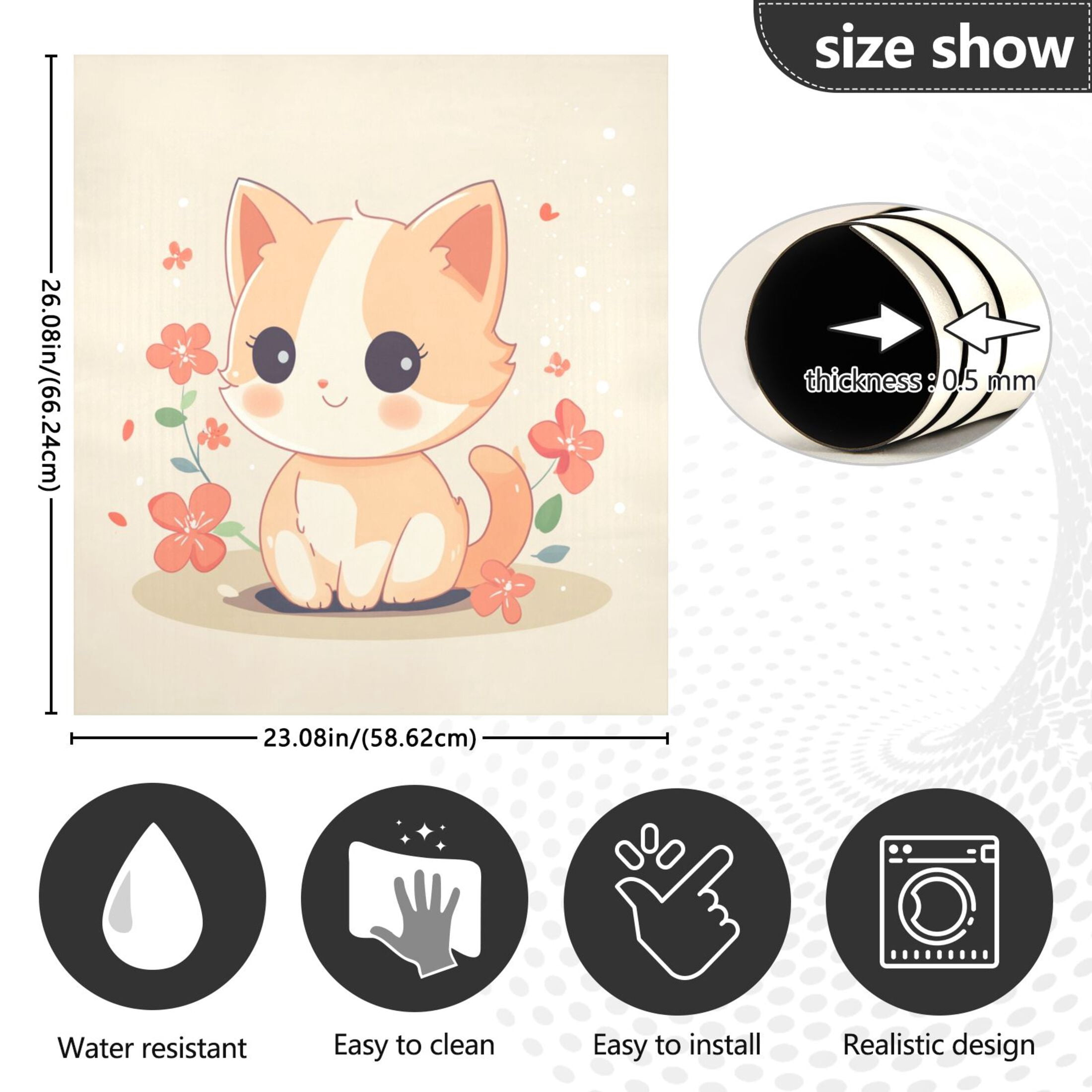 Dishwasher Magnetic Sticker 23x26 Inch Refrigerator Magnetic Sticker Washing Machine Magnetic Sticker Kitchen Panel Magnetic Sticker Home Decor A Cartoon Orange Cat