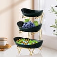 thumbnail image 2 of Cuencos multiusos con soporte de metal creativo, organizador decorativo reutilizable multicapa 3 niveles verde oscuro, 2 of 6