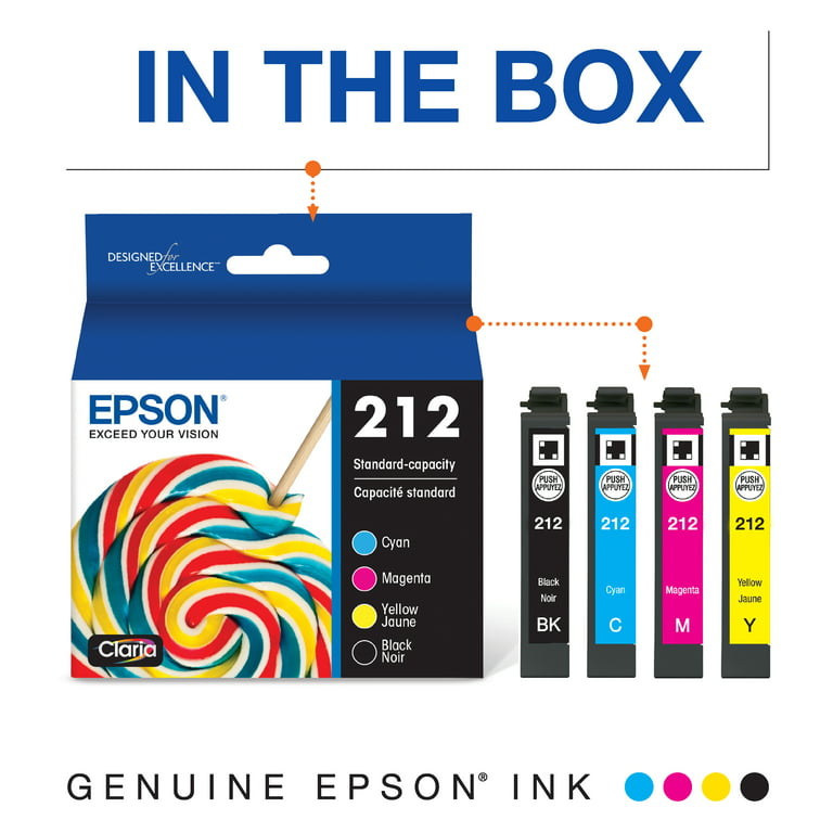 EPSON 212 Claria Ink Standard Capacity Black & Color Cartridge Combo Pack (T212120-BCS) Works with WorkForce WF-2830, WF-2850, Expression XP-4100, XP-4105 - Walmart.com