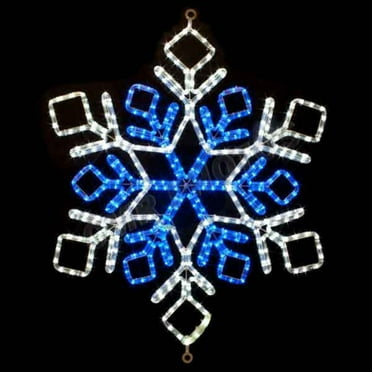 31 LED Rope Light Blue  White Snowflake Silhouette Motif Display