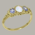 thumbnail image 2 of LBG British Made Spectacular 18k Yellow Gold Natural Opal & Tanzanite Womens Statement Ring - 33 size options - Size 10.5, 2 of 5