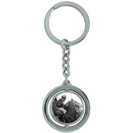 Horse Racing Race Track Betting Running Vintage Spinning Round Metal Key Chain Keychain