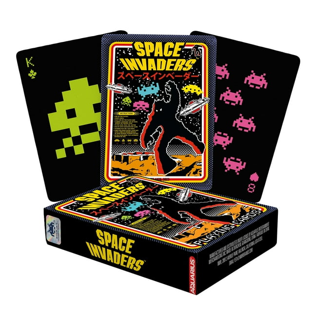 Baraja de cartas con temática de AQUARIUS Space Invaders, coleccionable